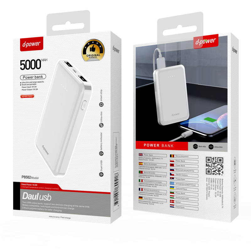 Power Bank 5000 MAH - Blanc